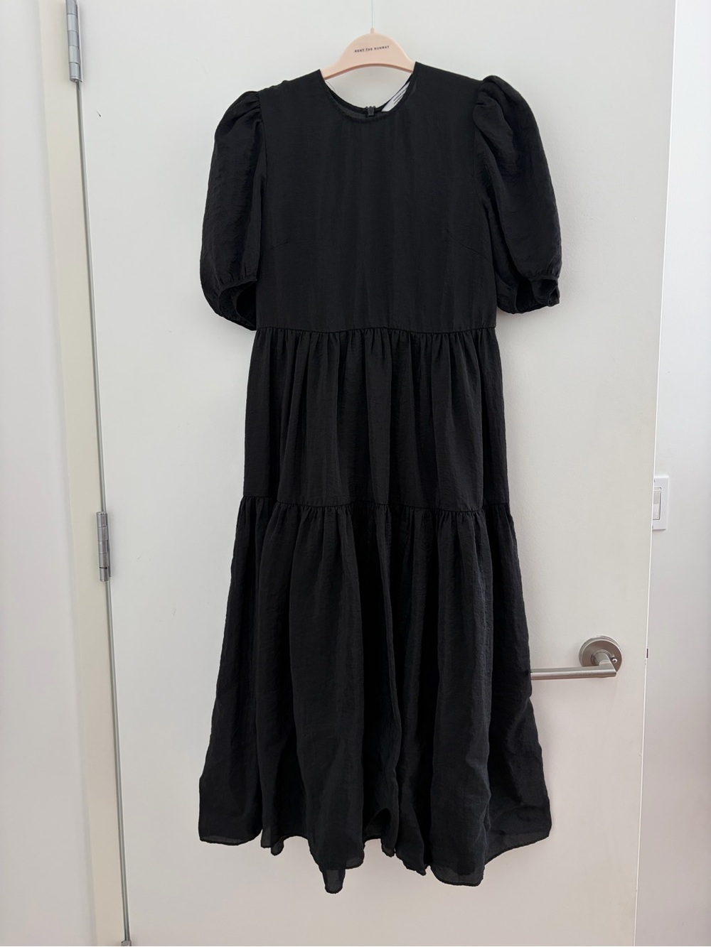 And Other Stories Stockholm Black Puff Sleeve Tiered Midi Dress sz 4